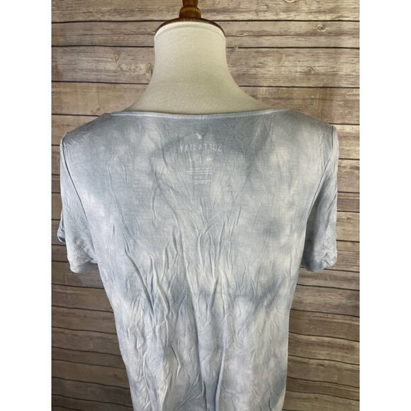 American Eagle Soft & Sexy Large Tie Dyed Top Blue White Boho Criss Cross Front - Picture 6 of 10
